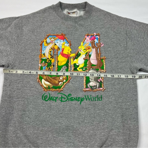 Vtg Walt Disney Winnie The Pooh Crewneck Sweatshirt Sz Small Y2K Grey B3 - Picture 7 of 8
